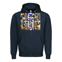 Navy autism mom puzzle ribbon Zipper Hoodie - TumblerDesignByShophia