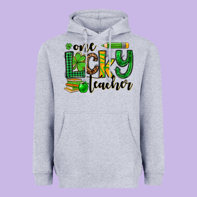 St. Patrick's One Lucky Teacher Heavyweight Hoodie Designed By Oliviacreatesart