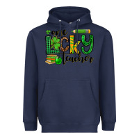 Navy St. Patrick's One lucky Teacher Heavyweight Hoodie - OliviaCreatesArt