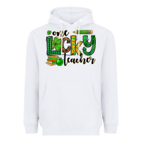 White St. Patrick's One lucky Teacher Heavyweight Hoodie - OliviaCreatesArt
