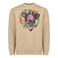 Mushroom baby pig floral wreath Heavyweight Sweatshirt - BarkalooDesign