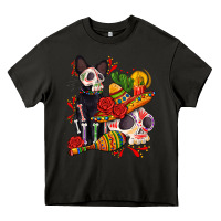 Asphalt mexican dead day with skeleton cat Heavy Core Tee - AdoDesignShop