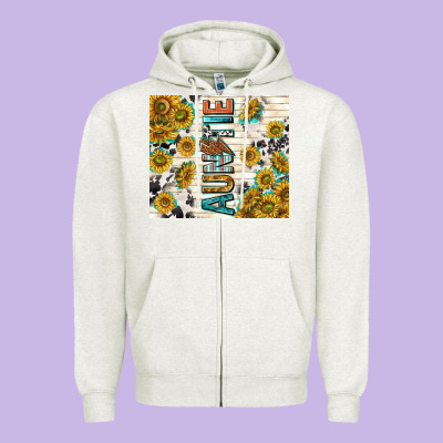 Auntie With Lightning Bolt Zipper Hoodie Designed By Tumblerdesignbyshophia