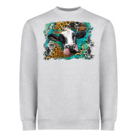 Heather Grey holstein cow leopard and western background Heavyweight Sweatshirt - BarkalooDesign