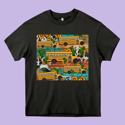School Bus Cactus Sunflower Heavy Core Tee Designed By Artiststas
