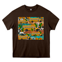 Chocolate Brown school bus cactus sunflower Heavy Core Tee - Artiststas