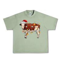 Oil Green Christmas cow Urban Heavy Tee - MaliasSmallBusiness