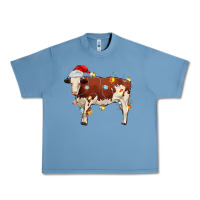 Pebble Blue Christmas cow Urban Heavy Tee - MaliasSmallBusiness