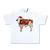 White Christmas cow Urban Heavy Tee - MaliasSmallBusiness