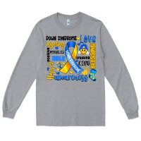 Heather Grey down syndrome awareness typography Long Sleeve Tee - Artiststas