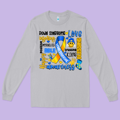 Down Syndrome Awareness Typography Long Sleeve Tee Designed By Artiststas