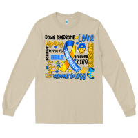 Mushroom down syndrome awareness typography Long Sleeve Tee - Artiststas