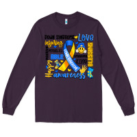 Plum down syndrome awareness typography Long Sleeve Tee - Artiststas