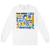 White down syndrome awareness typography Long Sleeve Tee - Artiststas