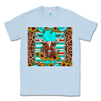 Dusty Blue texas longhorn sunflower gemstone Classic Tee - JahusDesignShop