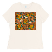Bone sunflower turquoise leopard cowhide horseshoe Ladies Tee - Artiststas
