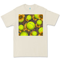 Bone tennis ball with sunflower and racket Premium Tee - BarkalooDesign