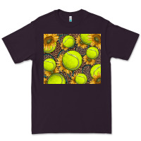 Plum tennis ball with sunflower and racket Premium Tee - BarkalooDesign
