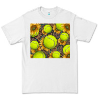 White tennis ball with sunflower and racket Premium Tee - BarkalooDesign