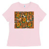 Bubblegum Pink sunflower turquoise leopard cowhide horseshoe Ladies Tee - Artiststas