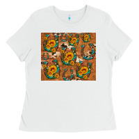 White sunflower turquoise leopard cowhide horseshoe Ladies Tee - Artiststas