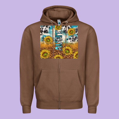 Aunt Sunflower Leopard Glitter Zipper Hoodie Designed By Tumblerdesignbyshophia