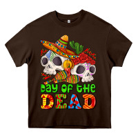 Chocolate Brown mexican day of the dead Heavy Core Tee - AdoDesignShop