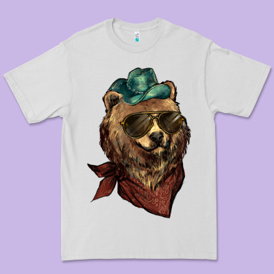 Bear Cowboy Premium Tee Designed By Nancycooperartshop