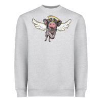 Heather Grey angel baby pig Heavyweight Sweatshirt - BarkalooDesign