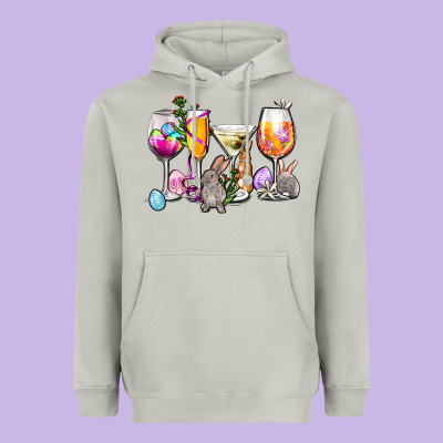 Easter Wine Glasses Heavyweight Hoodie Designed By Oliviacreatesart