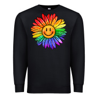 Black rainbow smiley face sunflower Premium Sweatshirt - OliviaCreatesArt