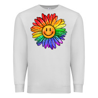 Dove Grey rainbow smiley face sunflower Premium Sweatshirt - OliviaCreatesArt