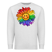 Oatmeal Heather rainbow smiley face sunflower Premium Sweatshirt - OliviaCreatesArt