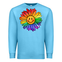 Ocean Blue rainbow smiley face sunflower Premium Sweatshirt - OliviaCreatesArt