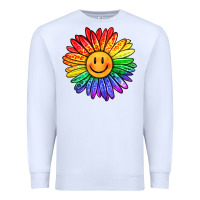 White rainbow smiley face sunflower Premium Sweatshirt - OliviaCreatesArt