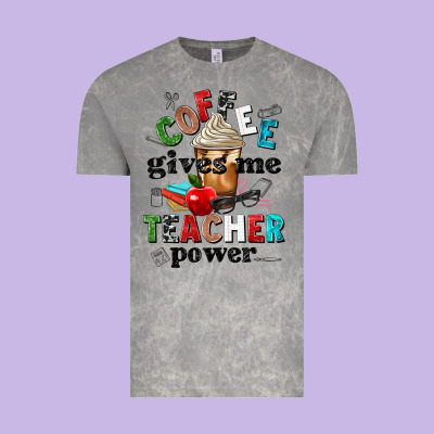Coffee Gives Me Teacher Power Vintage Tee Designed By Nancycooperartshop