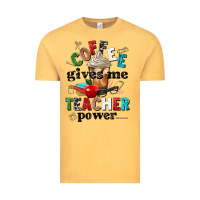 Vintage Mustard coffee gives me teacher power Vintage Tee - NancyCooperArtShop