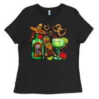 Black mexican tequila margarita and maracas Ladies Tee - AdoDesignShop