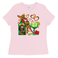 Bubblegum Pink mexican tequila margarita and maracas Ladies Tee - AdoDesignShop
