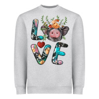Heather Grey pig love Heavyweight Sweatshirt - BarkalooDesign
