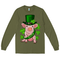Army Green st. patrick's day lucky baby pig Long Sleeve Tee - RanaPortraitStore