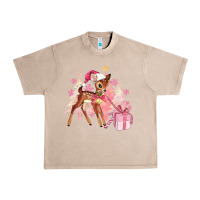 French Oak reindeer pink christmas Urban Heavy Tee - MaliasSmallBusiness