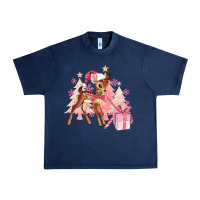 Navy reindeer pink christmas Urban Heavy Tee - MaliasSmallBusiness
