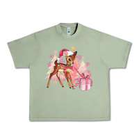 Oil Green reindeer pink christmas Urban Heavy Tee - MaliasSmallBusiness