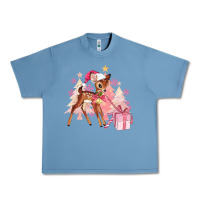 Pebble Blue reindeer pink christmas Urban Heavy Tee - MaliasSmallBusiness