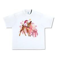 White reindeer pink christmas Urban Heavy Tee - MaliasSmallBusiness