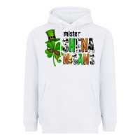 White St. Patrick's Mister shenanigans Heavyweight Hoodie - OliviaCreatesArt