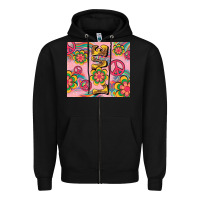 Black peace love hippie daisy Zipper Hoodie - TumblerDesignByShophia