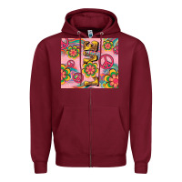 Burgundy peace love hippie daisy Zipper Hoodie - TumblerDesignByShophia