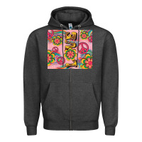 Charcoal Heather peace love hippie daisy Zipper Hoodie - TumblerDesignByShophia